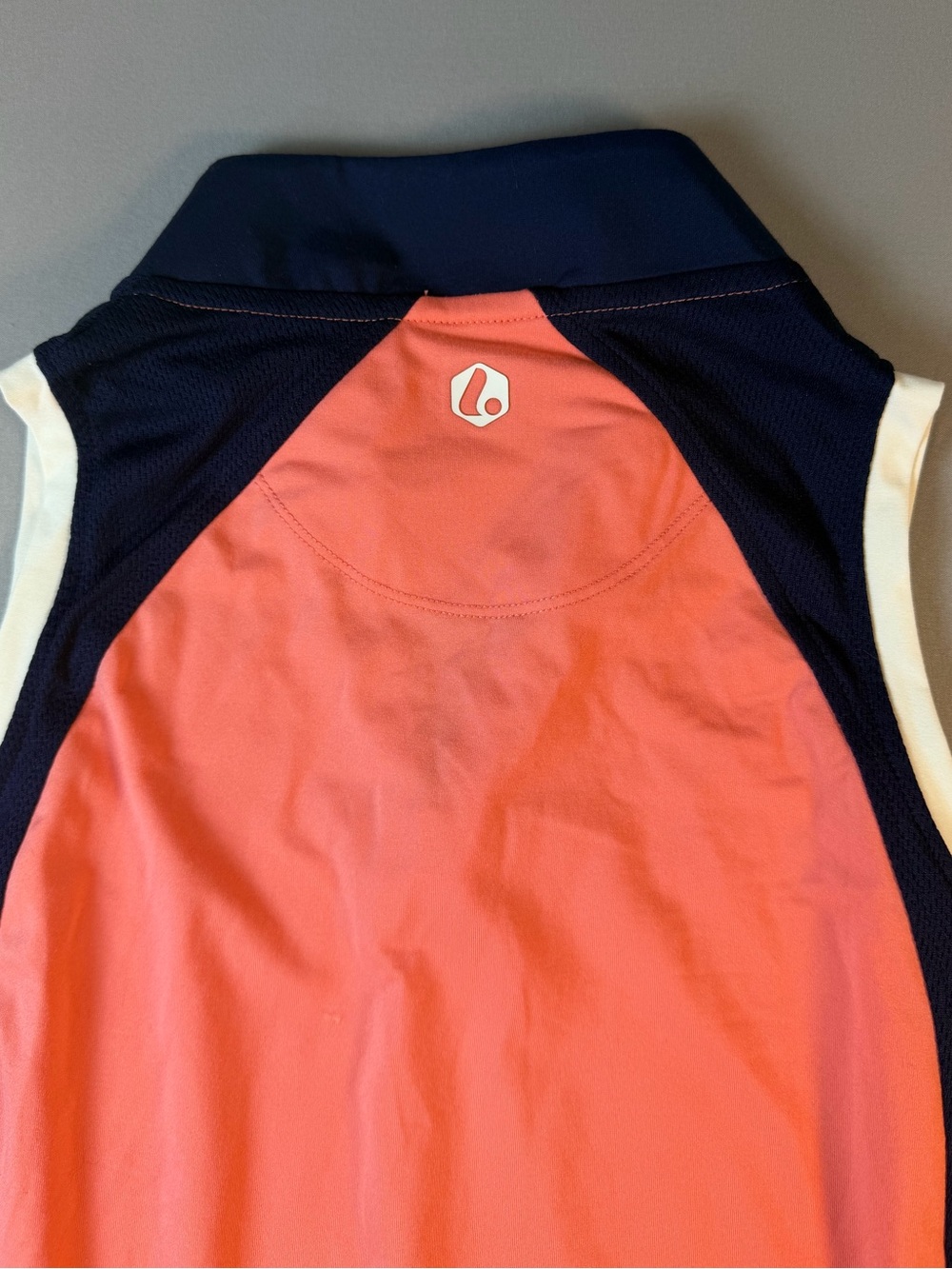 Lero Coral & Navy Sleeveless Zip Golf Polo Size Extra Small - Picture 6 of 7
